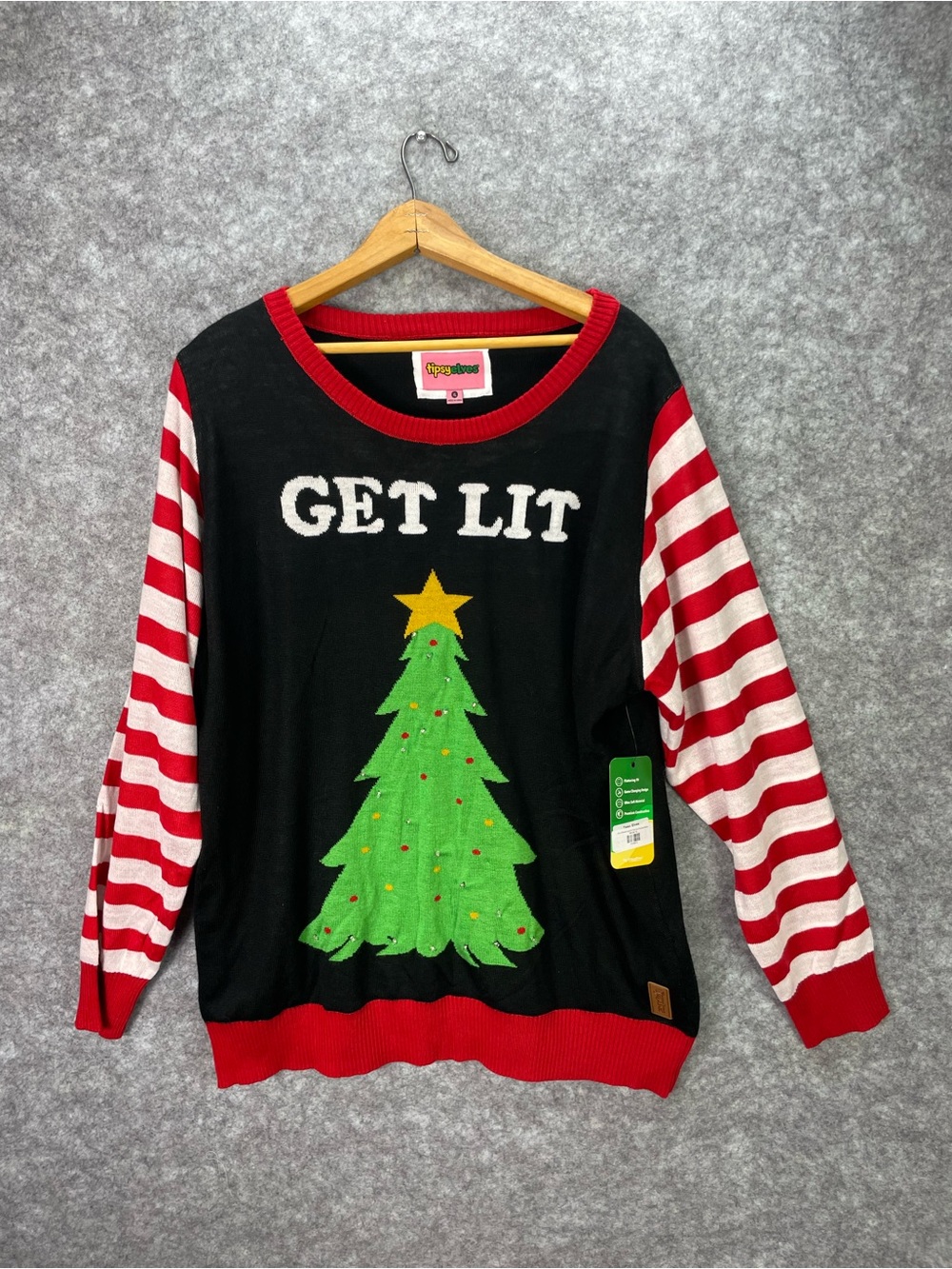 Tipsy Elves Sweater Mens XL Multicolor Get Lit Light Up Ugly Christmas Tree.